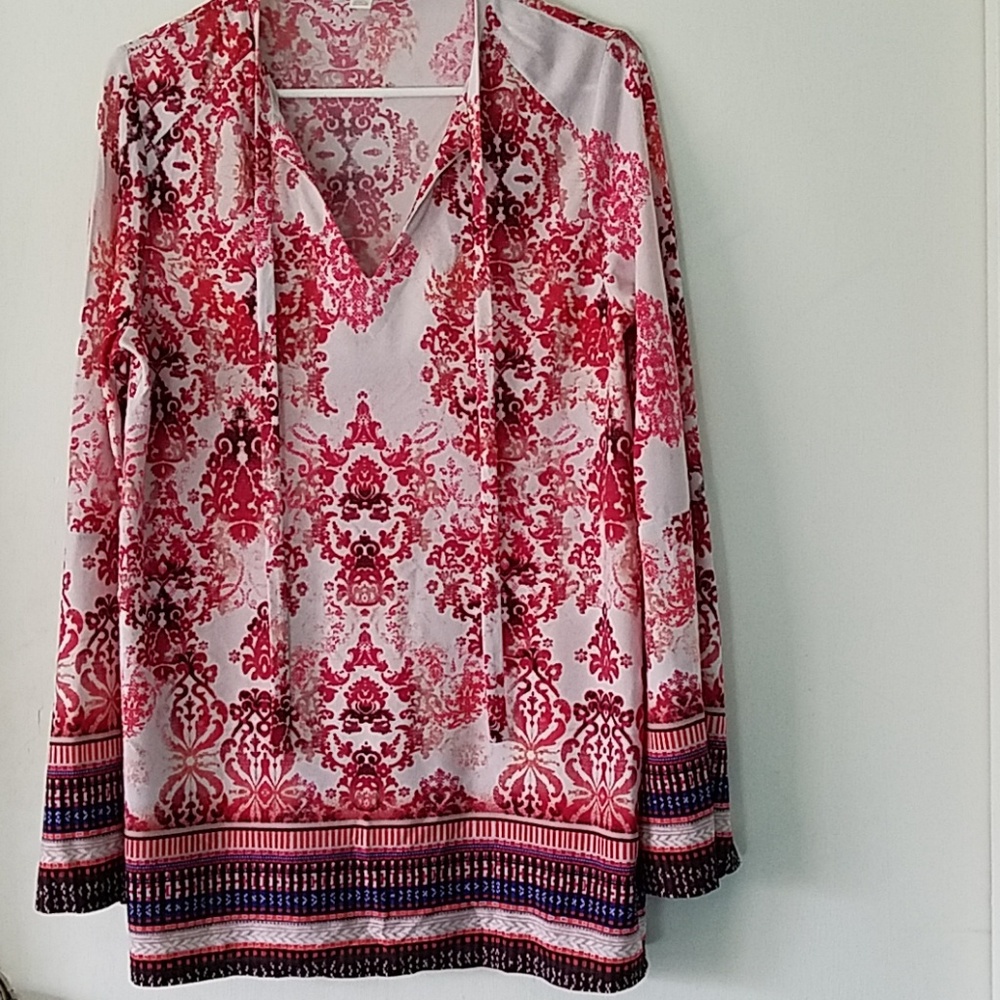 Tunic top with bell sleeves